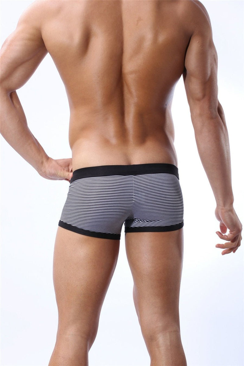 Men’s Sexy Underwear Brave Person Striped Lycra Boxer Briefs Oh My!