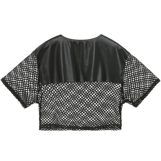 Faux Leather Mesh Crop Top - Oh My!