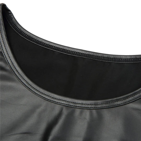 Faux Leather Mesh Crop Top - Oh My!