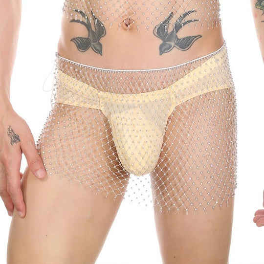 Metallic Glitter Fishnet Shorts - Oh My!