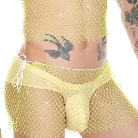 Metallic Glitter Fishnet Shorts - Oh My!