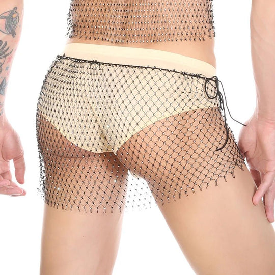 Metallic Glitter Fishnet Shorts - Oh My!