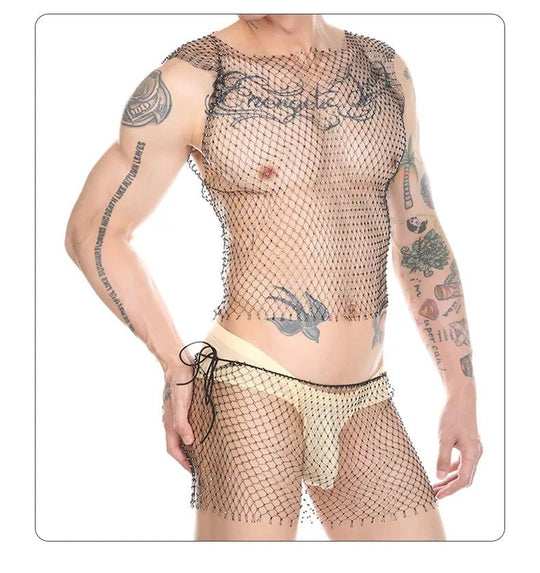 Metallic Glitter Fishnet Tank top - Oh My!