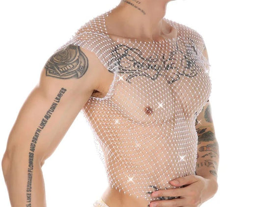 Metallic Glitter Fishnet Tank top - Oh My!