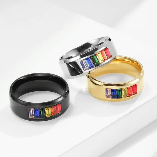 Steel + Stone Rainbow Ring - Oh My!
