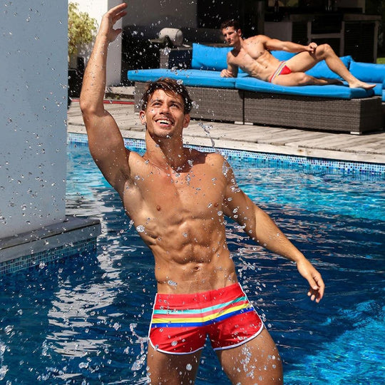 Be Bold Rainbow Band Swim Trunks swimwear