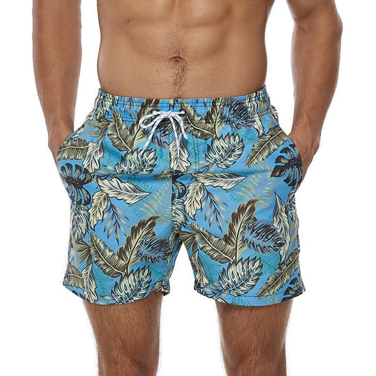 Blue Palm Leaves Board Shorts - Oh My Underwear