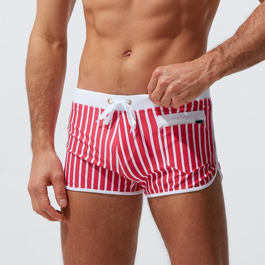 Candy Stripe Pocketed Swim Trunks - Oh My Underwear