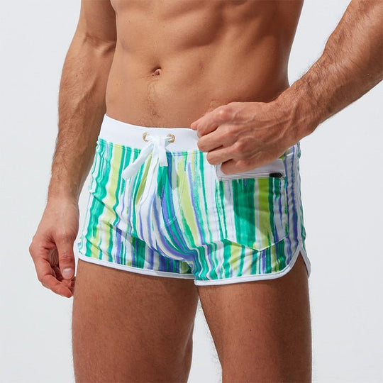 Candy Stripe Pocketed Swim Trunks - Oh My Underwear