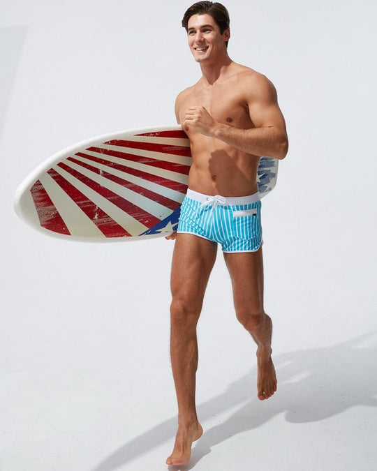 Candy Stripe Pocketed Swim Trunks - Oh My Underwear