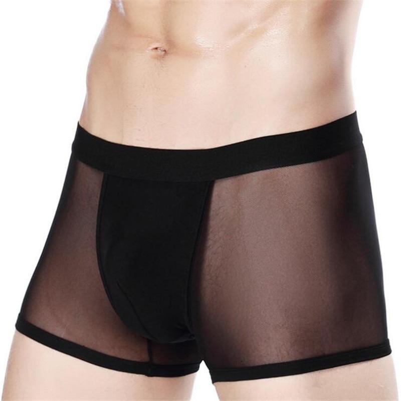 Men Mesh Boxers Transparent Boxer Shorts See Through Underwear 