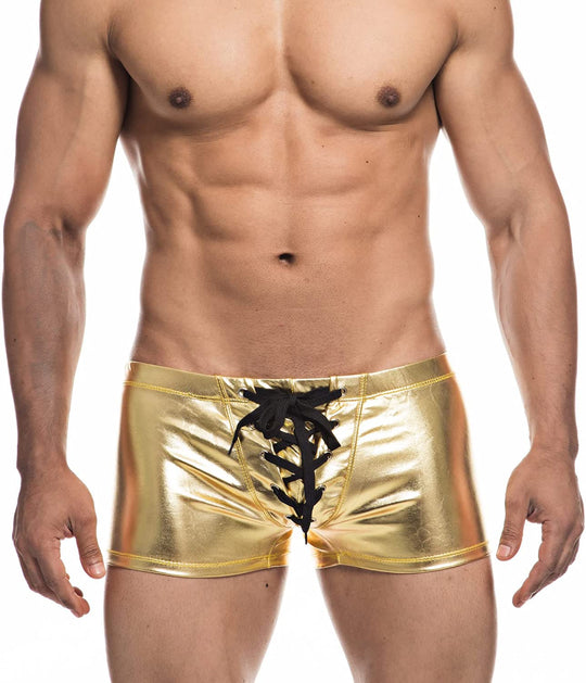 Faux Leather Metallic Swim Trunks - Oh My Underwear