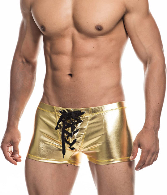 Faux Leather Metallic Swim Trunks - Oh My Underwear