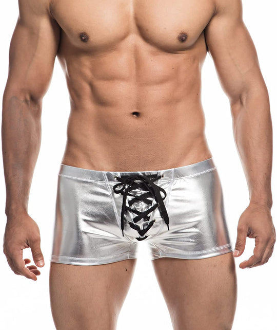 Faux Leather Metallic Swim Trunks - Oh My Underwear