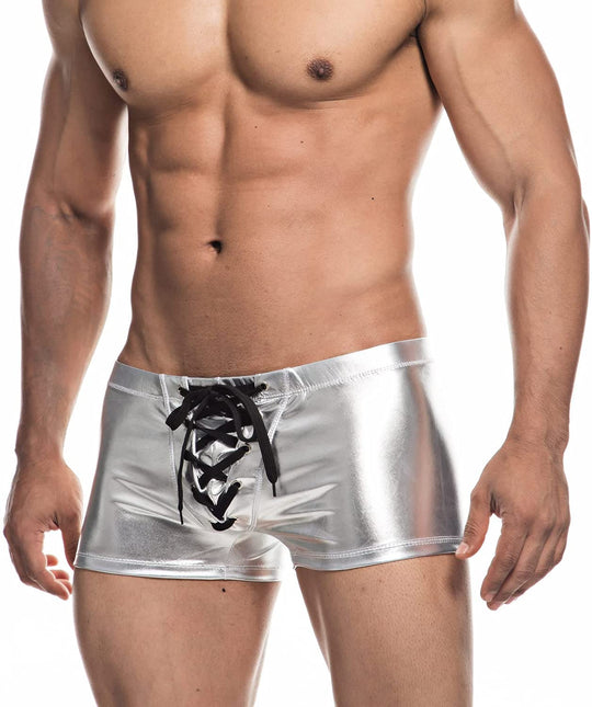 Faux Leather Metallic Swim Trunks - Oh My Underwear