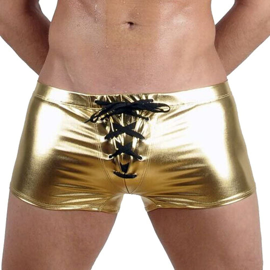 Faux Leather Metallic Swim Trunks - Oh My Underwear