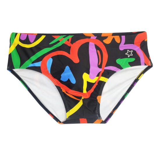 Graffiti Hearts Swim Briefs - Oh My Underwear