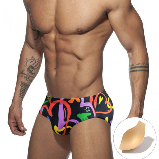 Graffiti Hearts Swim Briefs - Oh My Underwear