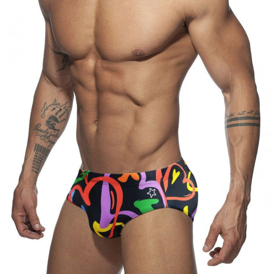 Graffiti Hearts Swim Briefs - Oh My Underwear