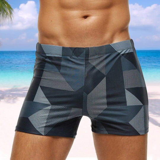 Grey Geometric Swim Trunks - Oh My Underwear
