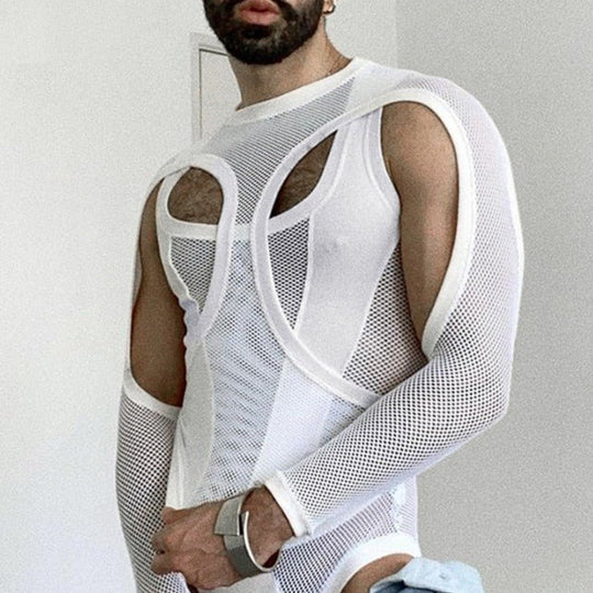 Mesh Long Sleeve Elegant Singlet - Oh My Underwear