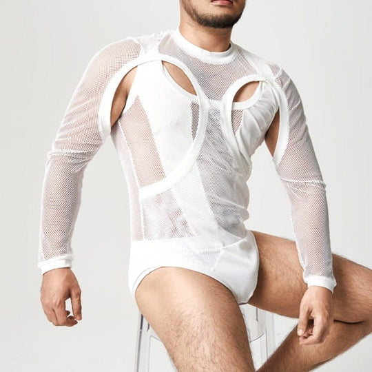 Mesh Long Sleeve Elegant Singlet - Oh My Underwear