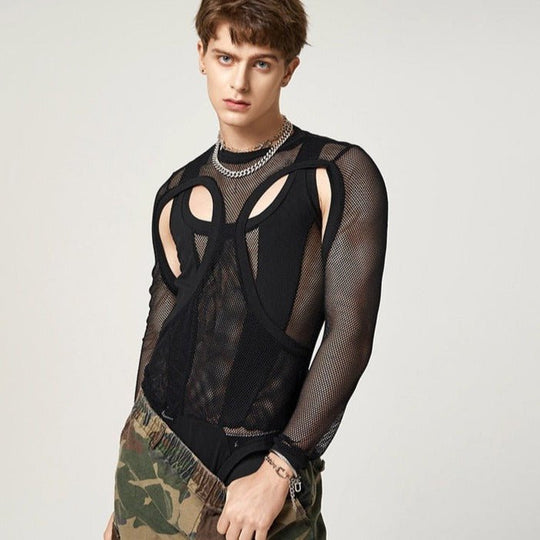 Mesh Long Sleeve Elegant Singlet - Oh My Underwear