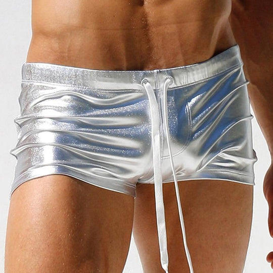 Metallic Square Cut Swim Shorts swimwear