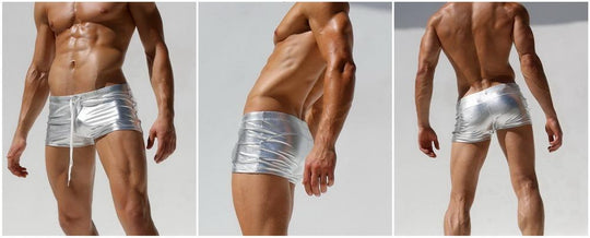 Metallic Square Cut Swim Shorts swimwear