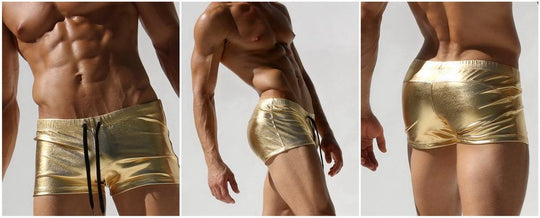 Metallic Square Cut Swim Shorts swimwear
