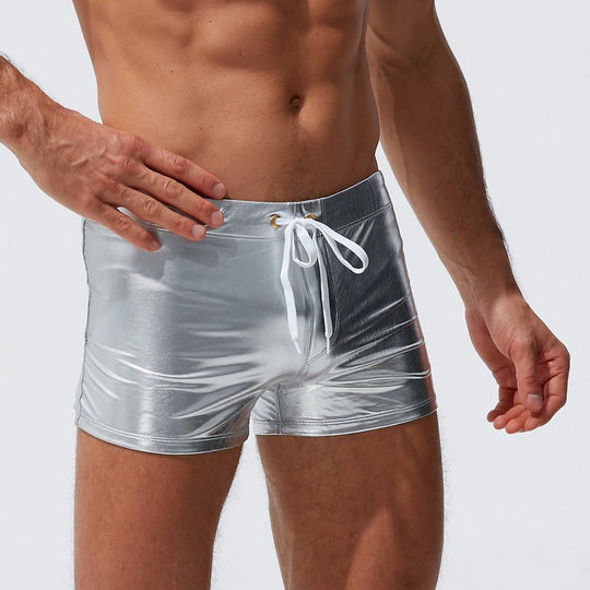 Metallic Square Cut Swim Trunks - Oh My Underwear