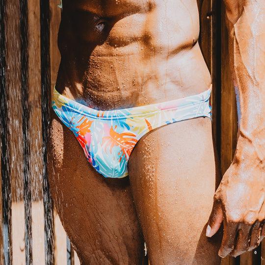 Pastel Flowers Skinny Swim Briefs - Oh My!