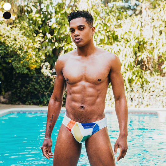 Rainbow Geometric Swim Briefs - Oh My Underwear