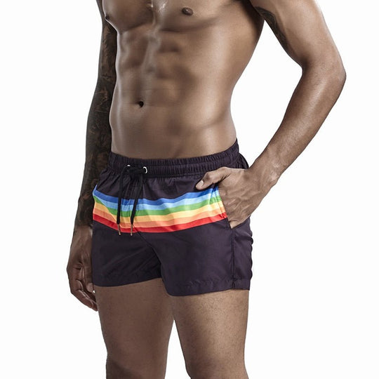 Rainbow Striped Board Shorts - Oh My!