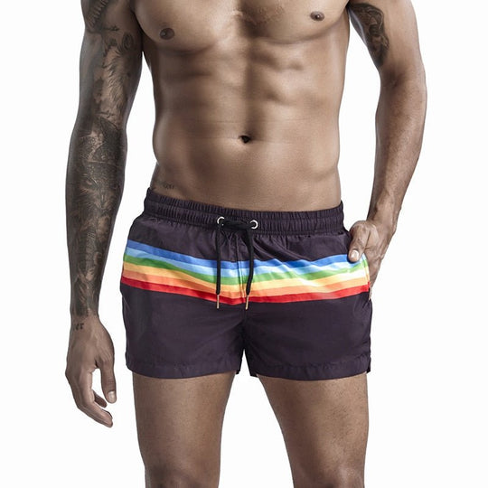 Rainbow Striped Board Shorts - Oh My!