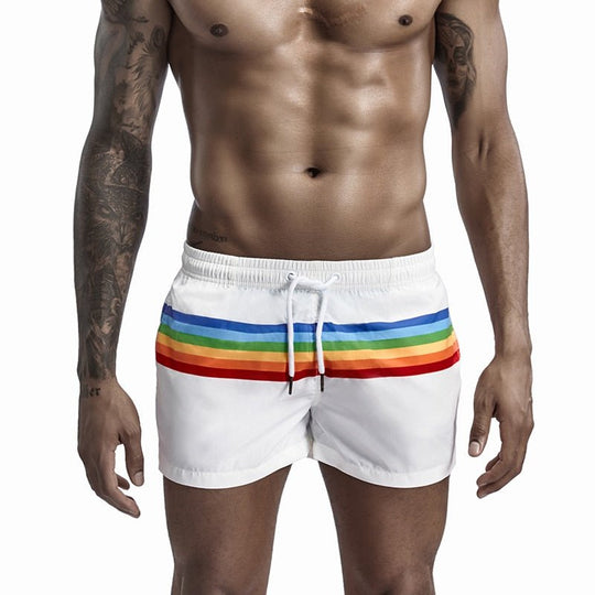 Rainbow Striped Board Shorts - Oh My!