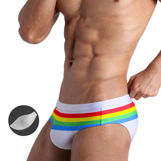 Sexy Men's Swimsuits - Ringaround Rainbow Swim Briefs – Oh My!