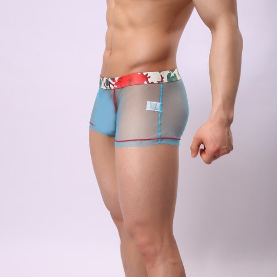 Sexy Mens Stretch Underwear Transparent Mesh See Through Boxer