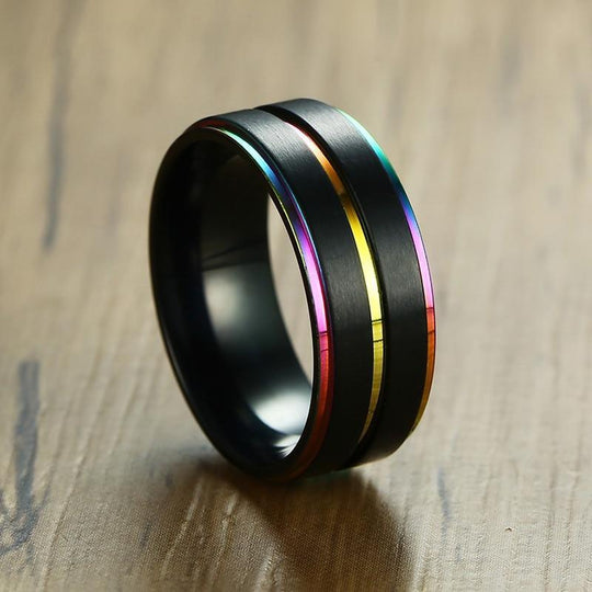 Stainless Steel Night Shade Rainbow Ring - Oh My Underwear