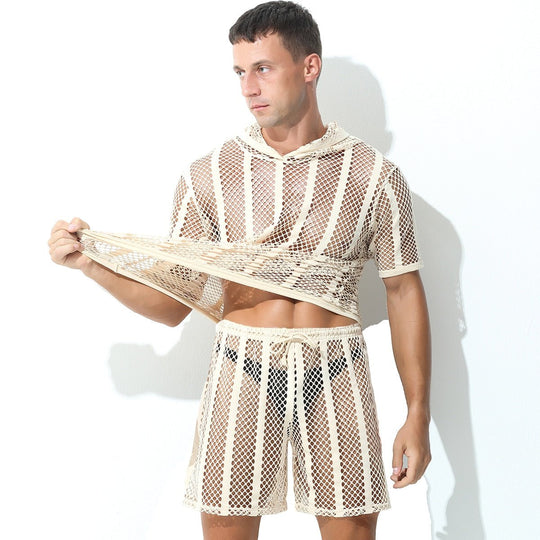 Striped Hoodie Mesh Suit - Oh My Underwear