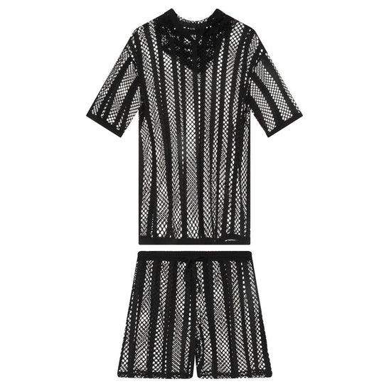 Striped Hoodie Mesh Suit - Oh My Underwear