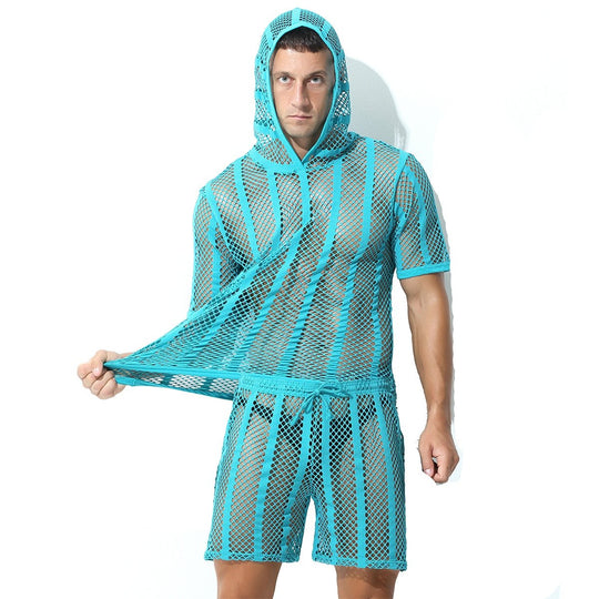 Striped Hoodie Mesh Suit - Oh My Underwear