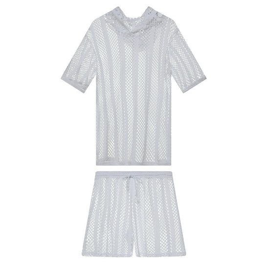 Striped Hoodie Mesh Suit - Oh My Underwear