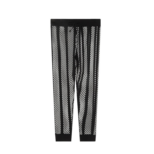 Striped Mesh See-through Tights - Oh My Underwear