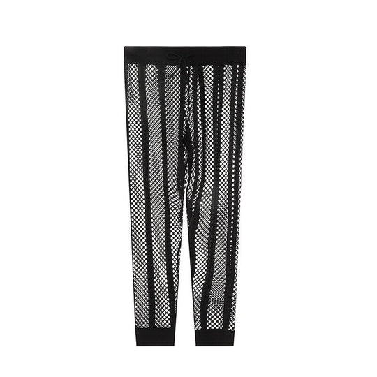 Striped Mesh See-through Tights - Oh My Underwear