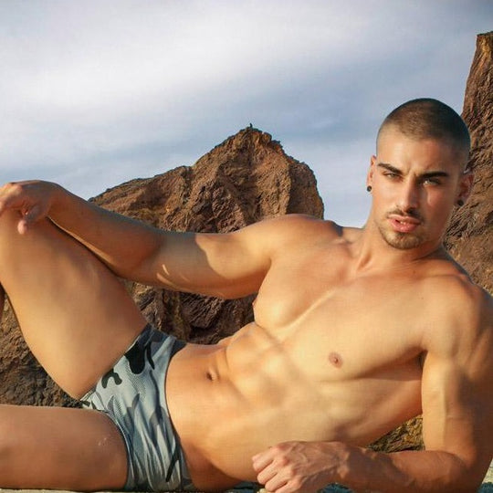Taddlee Grey Camo Brazilian Cut Swim Trunks - Oh My Underwear