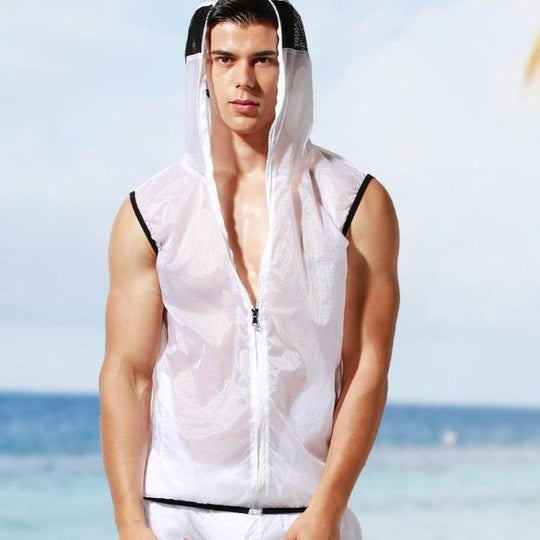 Transparent Racing Stripe Sleeveless Hoodie + Plants - Oh My Underwear