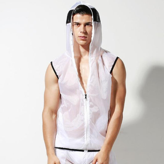 Transparent Racing Stripe Sleeveless Hoodie + Plants - Oh My Underwear