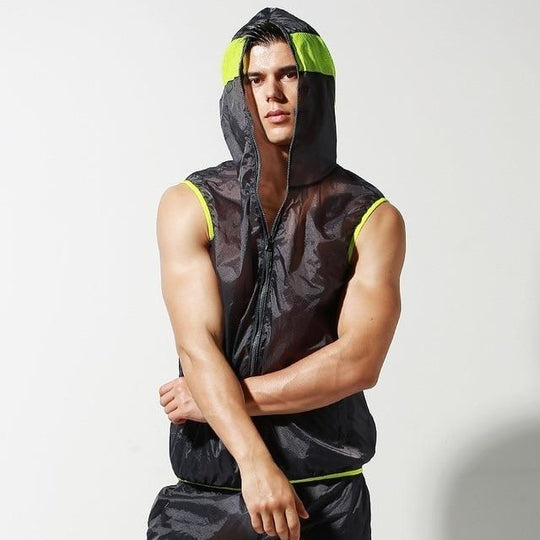 Transparent Racing Stripe Sleeveless Hoodie + Plants - Oh My Underwear